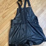 RED SAKS FIFTH AVENUE vegan leather shorts overalls size large Black Photo 5