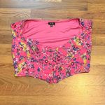 AFRM Myla Corset Womens Large Pink Floral Short Sleeve Open Front Crop Top Photo 3