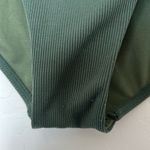 Janela Bay High Cut Waist Tie Bikini Bottoms‎ Olive Green Ribbed Size Large Photo 2