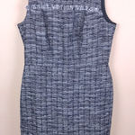 J.Crew NWT Women’s Tweed Fringe Navy Blue and White Sleeveless Sheath Dress Photo 0