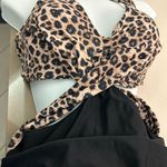 Swimsuit Leopard Print Cutout Swimsuit XL Brown Photo 2