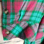 KAVU  PINK GREEN PLAID CHECK HI LOW POPOVER TUNIC LONG LINE BLOUSE XL Photo 4