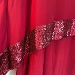 Miss Cristina red chiffon 2pcs dress set long dress with sequin hem cape XL NWOT Photo 3