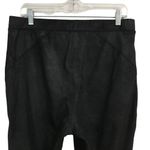 Free People  midnight black vegan suede high rise cropped pull on pants L Photo 5