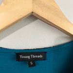 Young Threads Teal Black Embroidered Boho Mini Dress 3/4 Sleeve India S Blue Photo 2