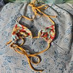 Free People NWOT FP Beach Michelle Printed Triangle Gold Coast Bikini Top S Photo 6