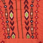 New Direction  Boho Gauzy Top Orange Embroidered Western Split Neck Size 3X Photo 4