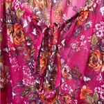 Self Esteem Vintage Y2K Sheer Floral Blouse Lace Trim Magenta L  Photo 4
