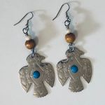 Anthropologie Silver Bird Boho Bead Earrings Photo 0