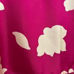 Theory Dark Pink Magenta Open V-Neck Top in Petal Print Silk Size Small Photo 5
