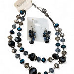 Trifari  NOS Crystal Bead Necklace & Earrings Set - Cool Winter Blue Gray 18" Photo 0