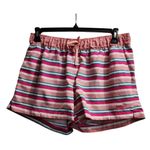 The North Face  Striped Athletic Shorts Pink Blue Drawstring Summer Shorts L Photo 0