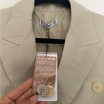 Mango NWT linen Beige Double-Breasted Blazer Photo 4