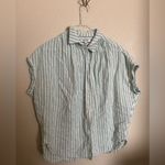 Madewell  Central Button Down Boxy Top Shirt Size Medium Striped Mint‎ White Photo 1