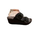 Fantasy Sandals Helena Sandal in Black Leather Wedge Size 39‎ US 9 Photo 1