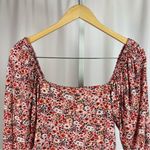 Handmade  Large Floral Square Neck Puff Sleeve Retro Boho Cottagecore Crop Top Photo 3