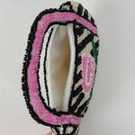 Vintage Handmade Womens Coin Purse Pink Black Rose Embellished Beads with Handle Photo 6