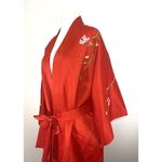 Vintage Japanese Red Embroidered Kimono Robe Long Sleeve Boho Hippie Jacket Size undefined Photo 3