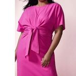 Eloquii Pink Cross Front Waist Tie Flutter Sleeve Midi Dress Sz.24W NWT Photo 3