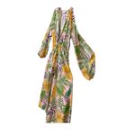 HYFVE  Pink Green Tropical Long‎ Sleeve Attached Romper Maxi Dress  Size S Photo 7