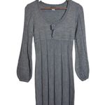 Venus Light Gray Ribbed Scoop Neck Long Sleeve Empire Waist Sweater Dress Photo 3