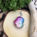 Rainbow solar quartz silver pendant Blue Photo 2