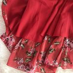 WAYF  Red Floral Print Chiffon Midi‎ Dress Ruffle Off The Shoulder Size Small New Photo 9