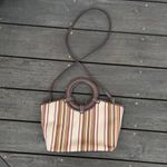 Croft & Barrow NWOT Y2K Leather/Fabric  Brown/Tan Striped Crossbody Purse Bag Photo 2