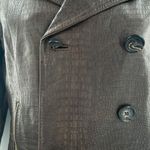 Michael Kors Vintage 100% Leather Crocodile Embossed Double Breasted Coat Jacket Photo 4