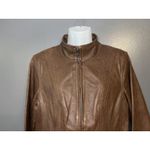 a.n.a Leather Jacket Womens Medium Brown Genuine Leather Zip Front Moto Photo 1
