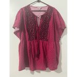 Knox Rose  Women's Pink Embroidered Polka Dot Tassel Butterfly Sleeve Top sz‎ 3X Photo 2