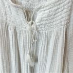 BeachLunchLounge  100% cotton white gauzy summer beach tunic top, long sleeve,M/L Photo 6