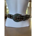 Leather Belt Western Concho Turquoise Studs Buckle Decoration Sz M Please Read Black Photo 6