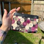 Coach Satin Purple Tan Cream Gray Leather Bag Purse Wristlet Clutch y2k vintage Photo 7