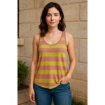 Banana Republic  Linen Tank Top Sz S Pink Yellow Striped Racerback Photo 2