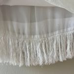 Trouve White Fringe Trim Lined Hem Tank Top Blouse Shirt Size S Photo 4