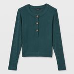 Club Monaco  Green Henley Style Long Sleeve Sweater Small. NWT Fall Winter Casual Photo 3