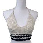 Sincerely Jules Women’s Bohemian Knit Crochet Halter Scalloped Hem Size Medium Black Photo 1