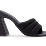 Open Edit  Sandals Size 6.5‎ Black Open Toe Block Heel Fabric Upper Photo 0