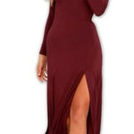 Lulus Women's Small Burgundy Maxi Dress Long Sleeve Party Slit Photo 0