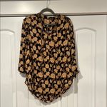 Free People  Mia tunic Women's Black‎ and Tan Patterned Top small Photo 3