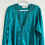 Victoria's Secret Vintage Victoria’s Secret Robe Floral Embroidered Beaded Size M/Large Teal Blue Photo 1