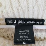 United States Sweaters Medium Ivory Cream Metallic Open Knit, Cowl Neck Sweater Photo 2
