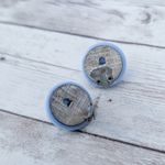 Vintage Clip On Earrings Light Blue Faceted 7/8" Retro Photo 6