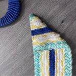 Colorful Knit Belt with Chunky Blue Buckle Photo 8