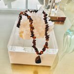 Vintage Tiger’s Eye Necklace – Gemstone Chips & Polished Pendant Brown Photo 2