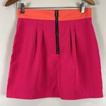 Naven  100% Silk Barbie Pink Orange Color Block Two Tone Mini Skirt Photo 3