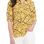 Michael Kors  Equestrian Gold Chain Print Blouse Zip-Up L Photo 2