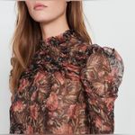 Sandro  Silk Metallic Floral Amina Chiffon Blouse Small Photo 1