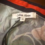 Celina Moon Floral Print Wrap Dress Red Trim Long Sleeve Casual Size M Black Size M Photo 1